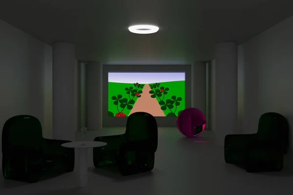 Representación 3D de una sala futurista — Foto de Stock