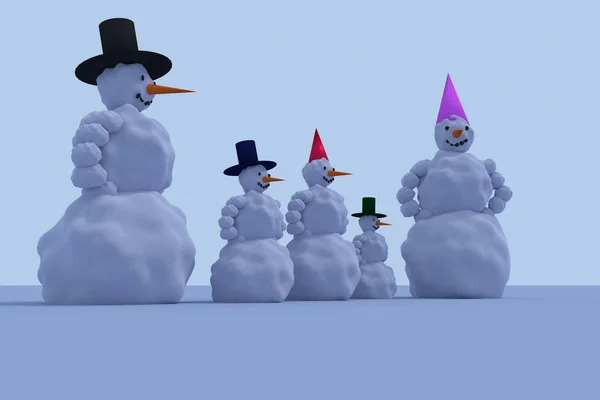 Glückliche Schneemannfamilie — Stockfoto