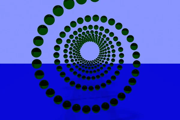 Spirale flottante de sphères de verre vert — Photo