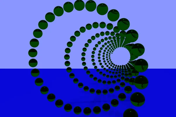 Espiral de loating de esferas de vidro verde — Fotografia de Stock