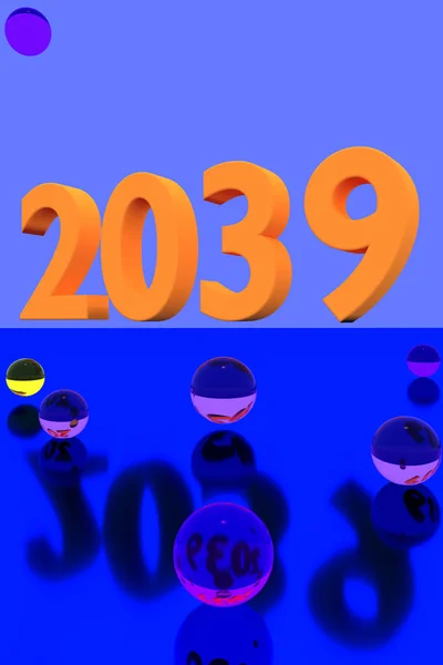 カラフルなガラスビーズ反射面と 2039 年の 3d レンダリング — ストック写真