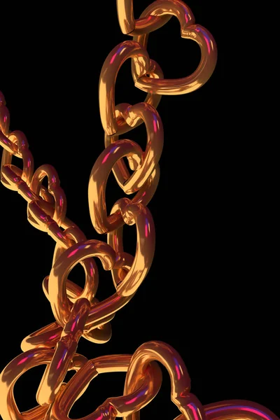 3D vykreslování řetízky zlaté srdce — Stock fotografie