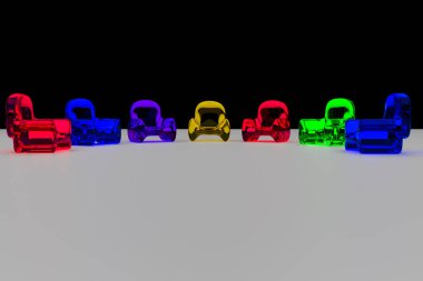 fütüristik, şeffaf oturma 3D render