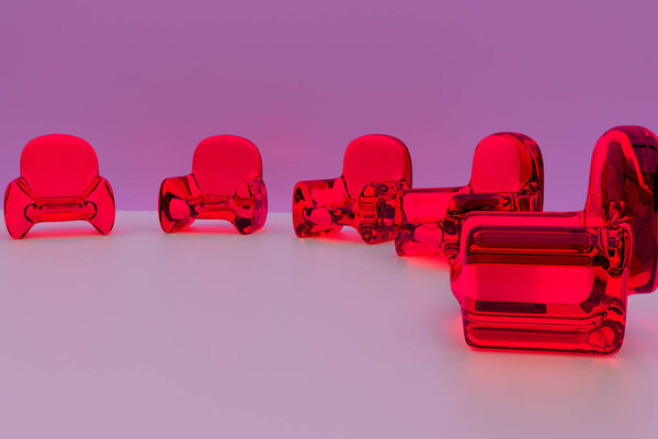 3D rendering of futuristic, transparent seating