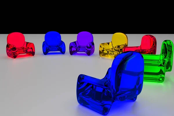 Fütüristik, şeffaf oturma 3D render — Stok fotoğraf
