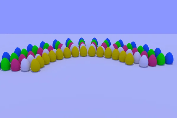 Representación 3D de huevos de colores — Foto de Stock