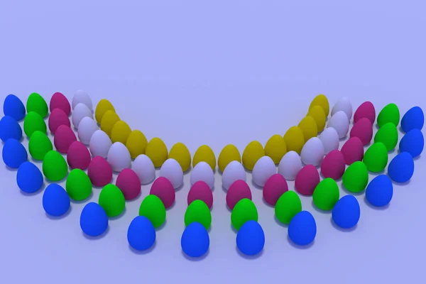 Representación 3D de huevos de colores — Foto de Stock