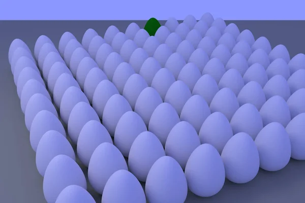 Numerosos huevos en luz ambiente ligeramente azulado... algunos son diferentes ... — Foto de Stock