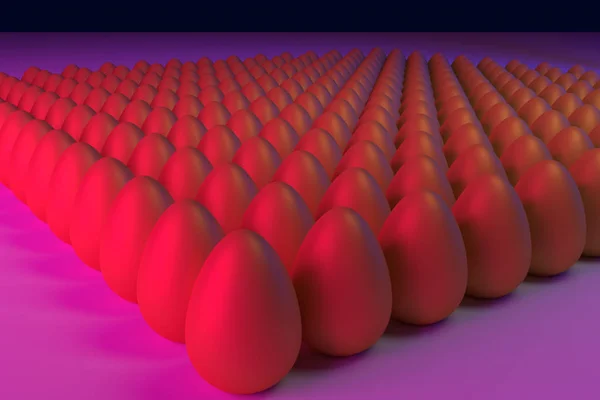 Renderização 3D de ovos dourados em luz azul e rosa — Fotografia de Stock
