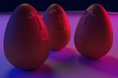 satır, mavi ve kırmızı ışıkta düzenlenen altın yumurta: gülümse