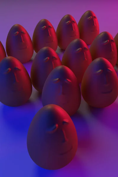 Huevos de Pascua dorados en luz azul y rosa — Foto de Stock