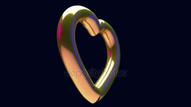 3D render, bir tek altın parlak kalp 