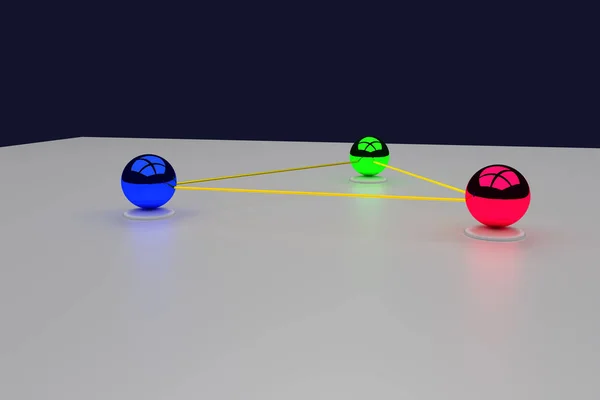 three connected glossy balls