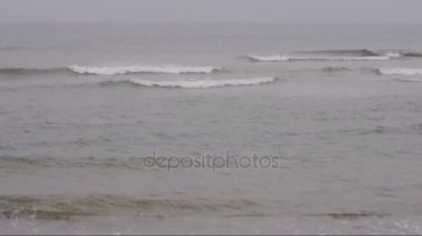 Yağmurlu bir sonbahar günü Kuzey Denizi kıyısında