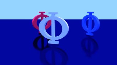 Üç Yunan büyük Phi mavi yüzey üzerinde harfler