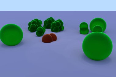 greenish, slightly transparent spheres of different sizes clipart