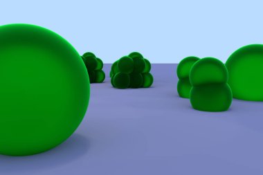 greenish, slightly transparent spheres of different sizes clipart