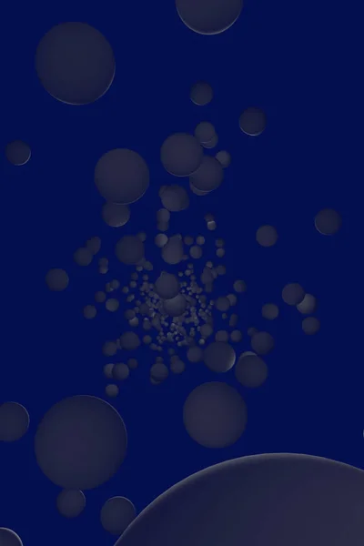 イラストレーションの暗い青色の背景に 多数の灰色球 — ストック写真