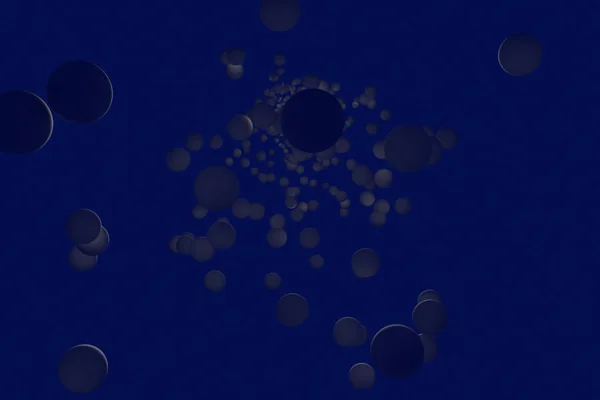 Ilustración Numerosas Esferas Grises Con Fondo Azul Oscuro —  Fotos de Stock