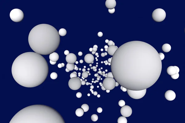 Ilustración Numerosas Esferas Blancas Con Fondo Azul Oscuro — Foto de Stock