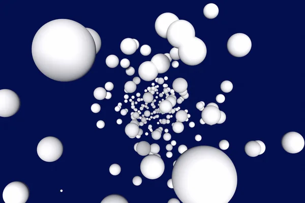 Illustration Numerous White Spheres Dark Blue Background — Stock Photo, Image