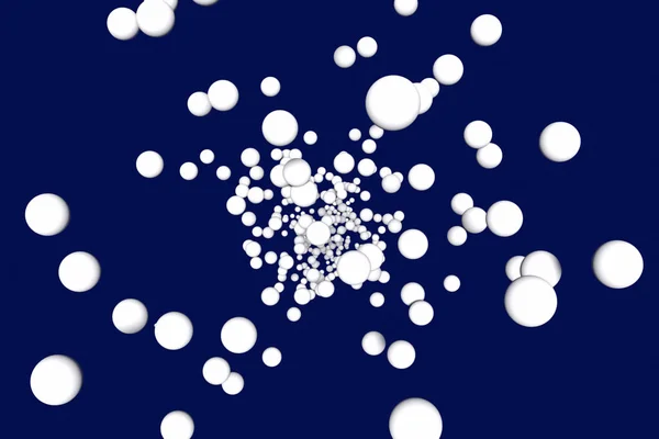 Illustration Numerous White Spheres Dark Blue Background — Stock Photo, Image