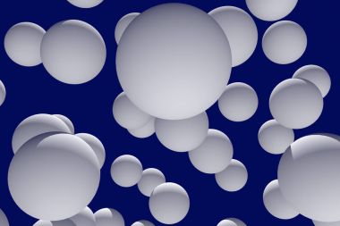 3D illüstrasyon koyu mavi arka plan ile çok sayıda, beyaz küre