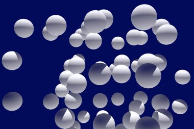 3D illüstrasyon koyu mavi arka plan ile çok sayıda, beyaz küre