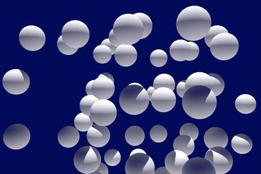 3d illustration of numerous, white spheres with dark blue background clipart