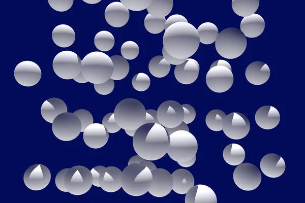 Illustration Numerous White Spheres Dark Blue Background — Stock Photo, Image