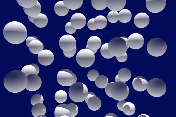 Illustration Numerous White Spheres Dark Blue Background — Stock Photo, Image