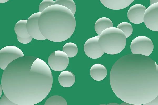 插图的许多 白色的球体与深绿色背景 — 图库照片