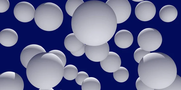 Illustratie Van Talrijke Witte Bollen Met Donker Blauwe Achtergrond Stockafbeelding