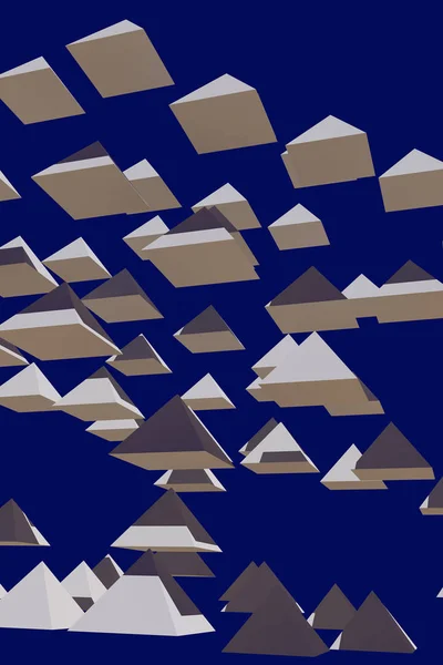 Illustration Svävande Pyramiderna Med Mörkblå Bakgrund — Stockfoto