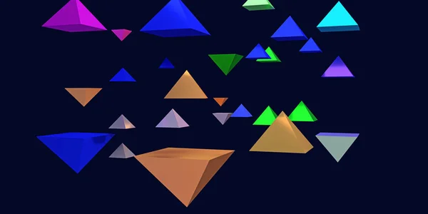 Illustration Hovering Glossy Pyramids Blue Background — Stock Photo, Image