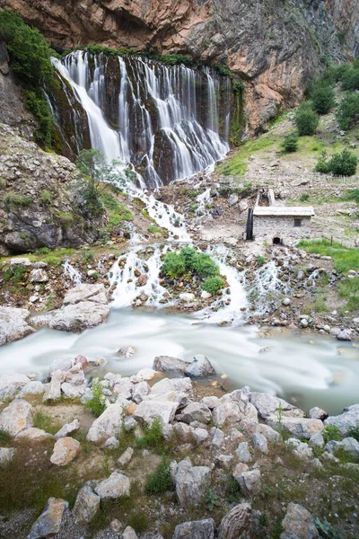 Mountain forest waterfall landscape. Kapuzbasi waterfall in Kayseri, Turkey