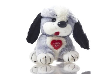 Cute puppy toy isolated on white background