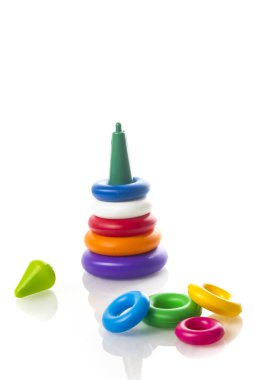 pyramid plastic toy isolated on white background