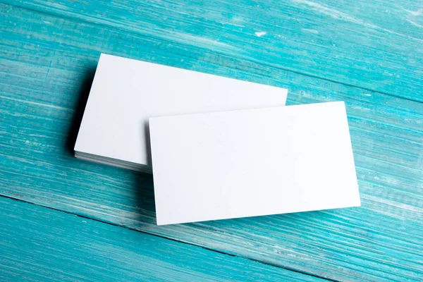 Business cards blank. Mockup on color background. Flat Lay. copy space for text — Stock Photo, Image