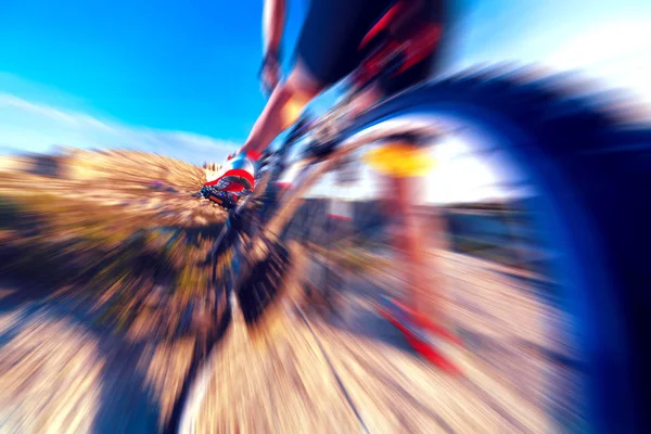 スポーツと健康的な生活。マウンテン バイクと風景の背景 — ストック写真