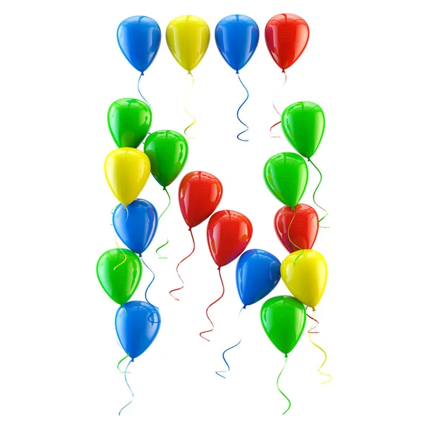 Vykreslování 3D barevné balónky dopisy izolované na bílém. — Stock fotografie