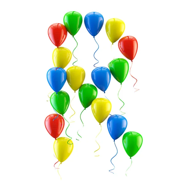 3d 渲染彩色气球字母在白色上隔离. — 图库照片