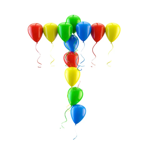 Renderização 3D Balões coloridos letras isoladas sobre branco . — Fotografia de Stock