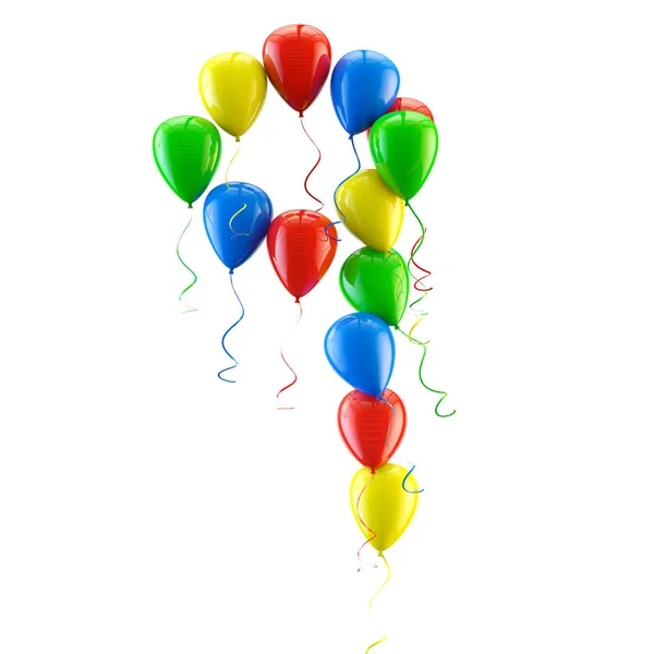 Vykreslování 3D barevné balónky dopisy izolované na bílém. — Stock fotografie
