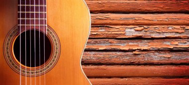 Musical design with acoustic guitar clipart