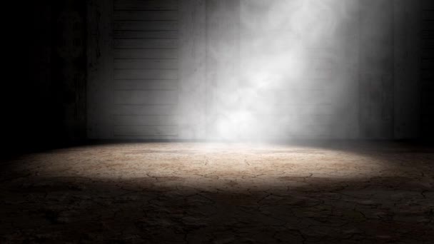 Rook Mist Binnen Scène Cement Vloer Achtergrond Donkere Room Afbeelding — Stockvideo