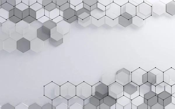 Abstraktní technologie a digitální hi-tech hexagons pozadí — Stock fotografie