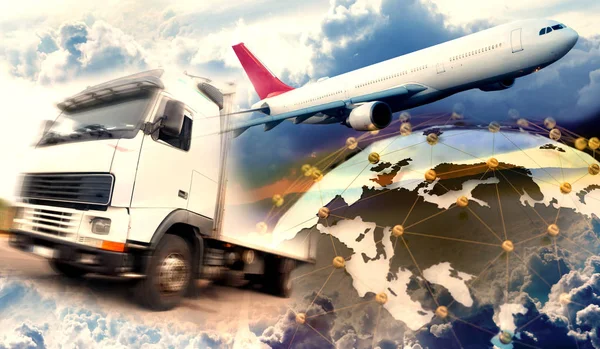 Gambar yang berhubungan dengan logistik dan transportasi barang — Stok Foto