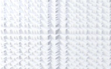 Beyaz soyut arkaplan 3D çizimi. Soyut tasarım Çokgen ve geometrik şekilli boş yapı.