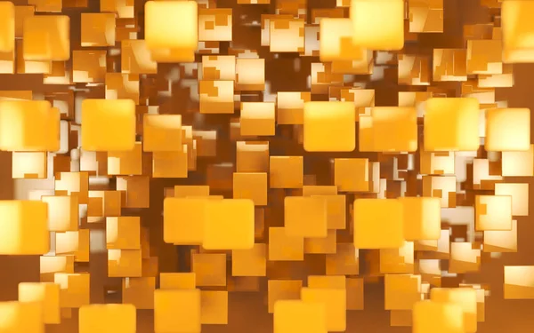 キューブブロックと長方形の抽象的な画像背景3Dイラスト オレンジの正方形の壁表面 — ストック写真